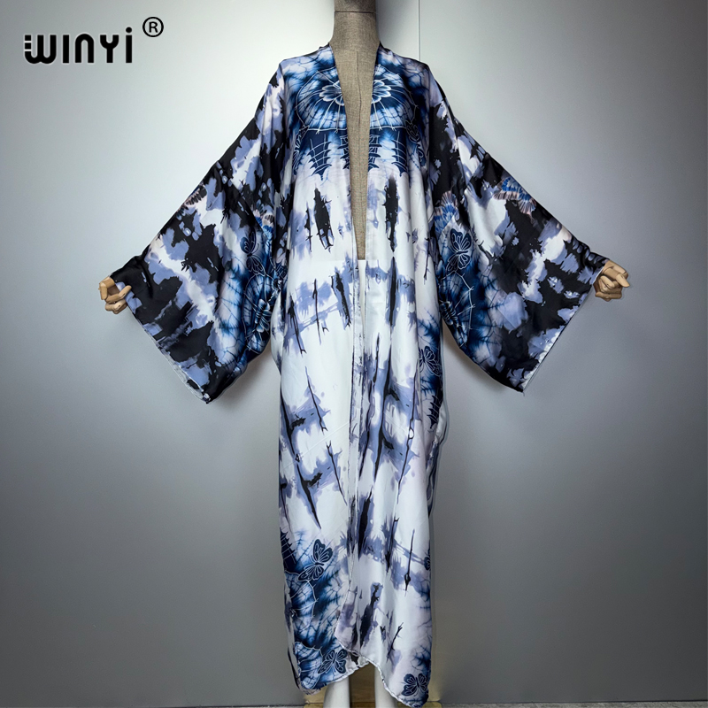 Boho Summer Beach Maxi Dress - WINYI 2026 ボヘミアン着物マキシビーチウェアカバーアップ ホリデーパーティードレス 高級ムスリム女性ファッション オープンフロントカフタン