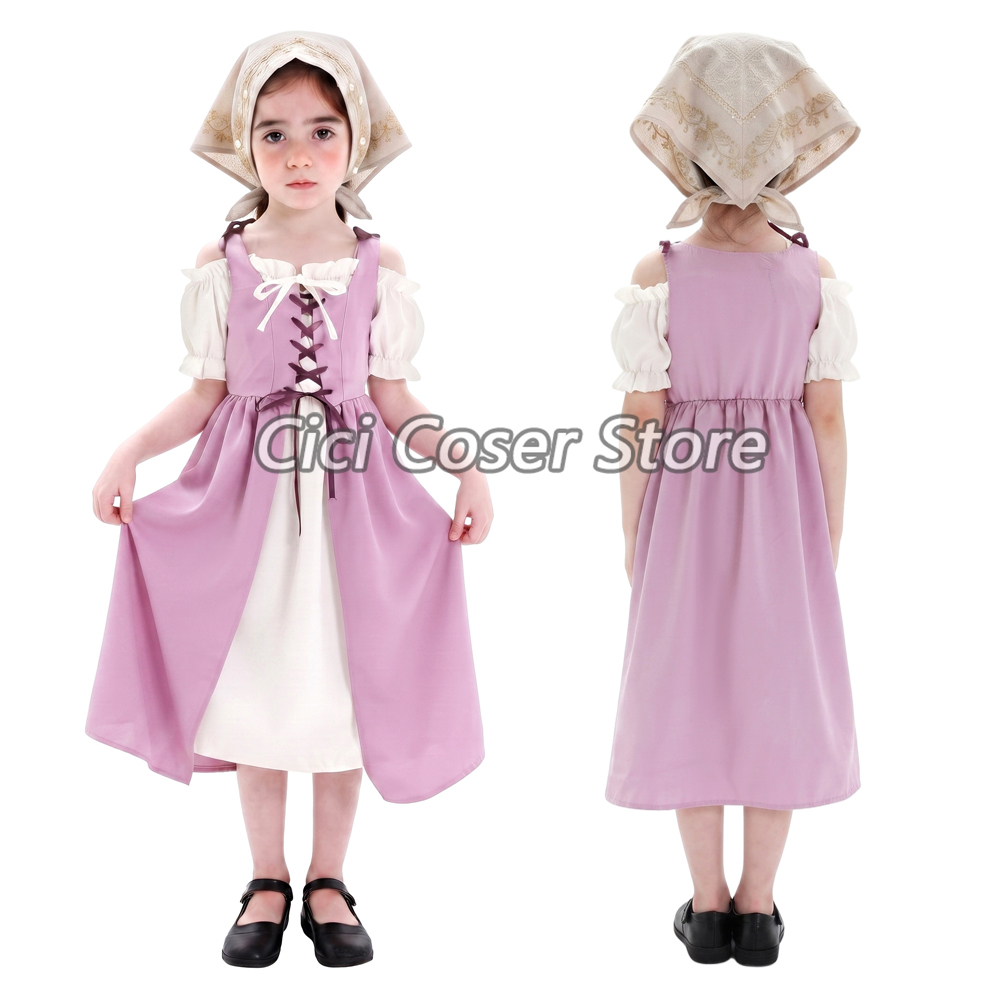 Dresses - 子供用 中世風コスチューム 女の子向け ヴィンテージ風牧歌的なドレス ハロウィン カーニバル