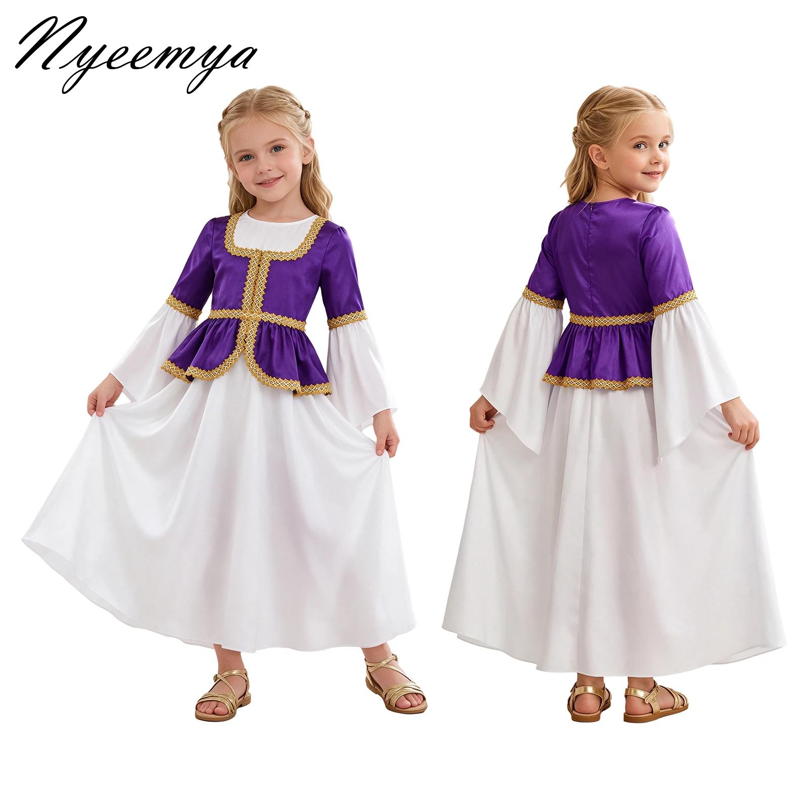 Dresses - 女の子向け、ルネサンス時代、中世風、アイルランド風、ヴィクトリア朝風、ヴィンテージ、ハロウィーン、コスプレ、長袖フレアドレス、レトロな仮装衣装。