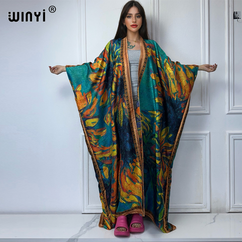 Boho Summer Beach Maxi Dress - Winyi-自由奔放に生きるプリントのオープンドレス,着物,カーディガン,カバーアップ,エレガントなカフタン,ドバイ,豪華,高品質