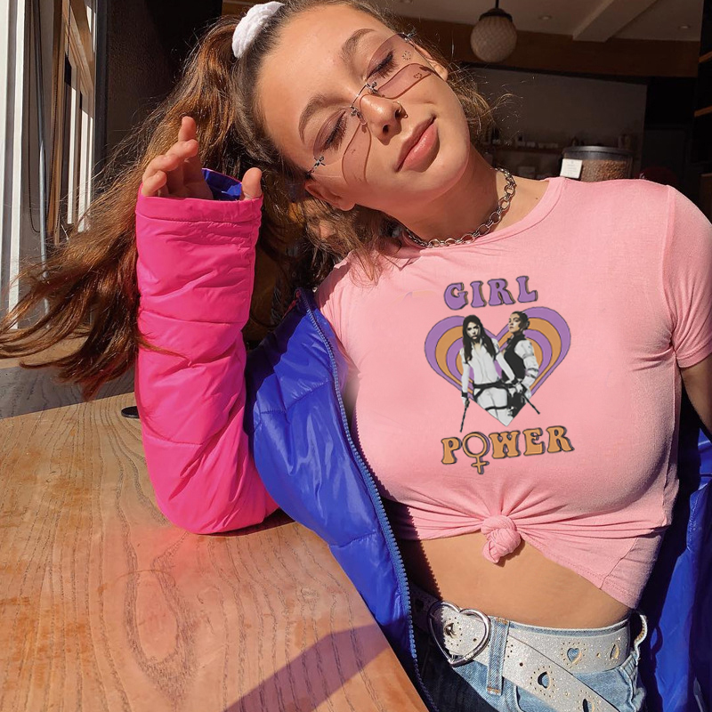 Y2k-女性と女の子のためのクロップトップ,プリント,テディ - Y2K Graphic Baby Tee Crop のレビューと価格