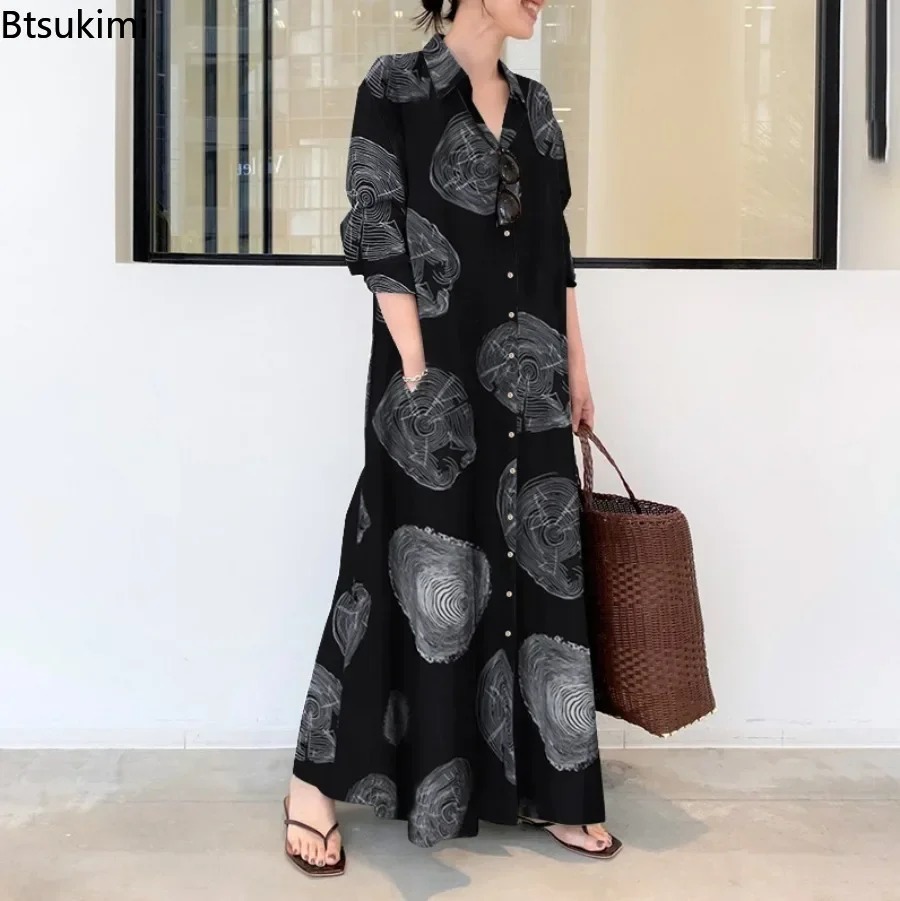 2026 女性用シャツワンピース ルーズカジュアル マキシワ - Casual Loose Linen Shirt Dress のレビューと価格
