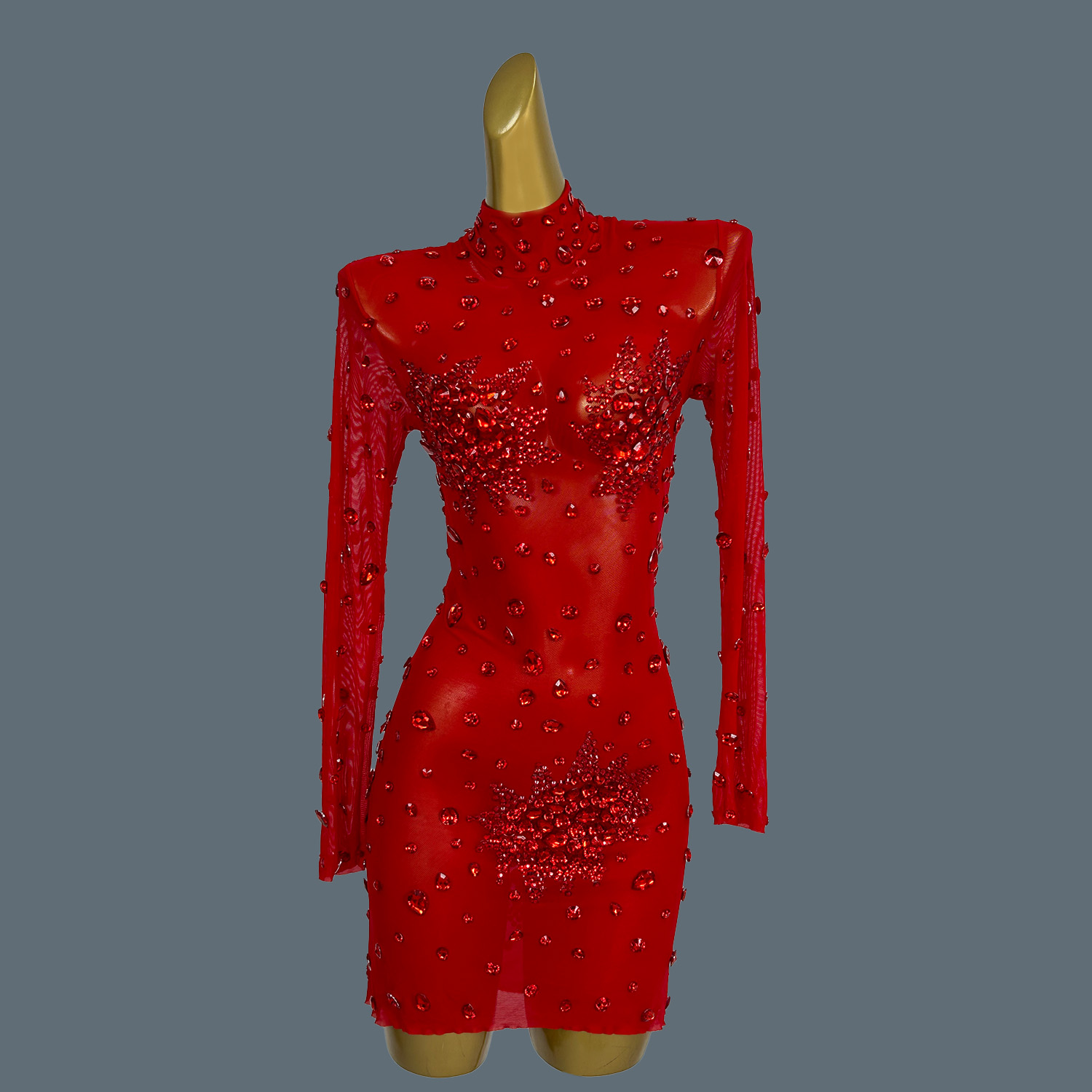 Gibin-ラインストーン付きの透明なミニドレス,赤,きらび - Sparkly Rhinestone Club Party Dress のレビューと価格