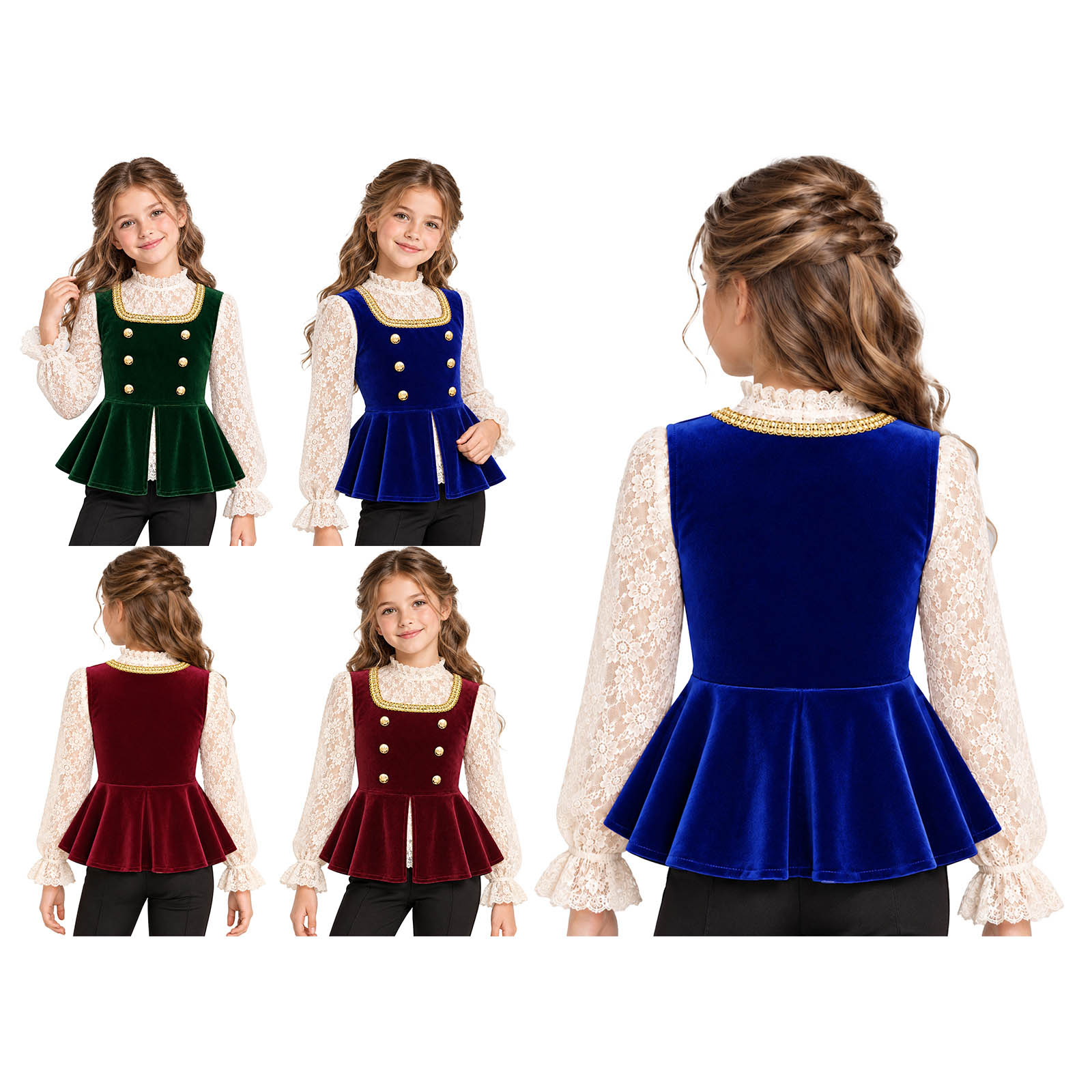 女の子向け ハロウィン 中世ルネサンス ゴシック ベスト ス - Tops のレビューと価格