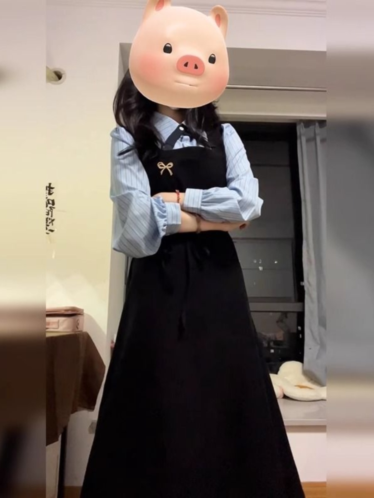 上品な黒のカレッジスタイルシャツワンピース、レディース、春・ - Korean Style A Line Shirt Dress のレビューと価格