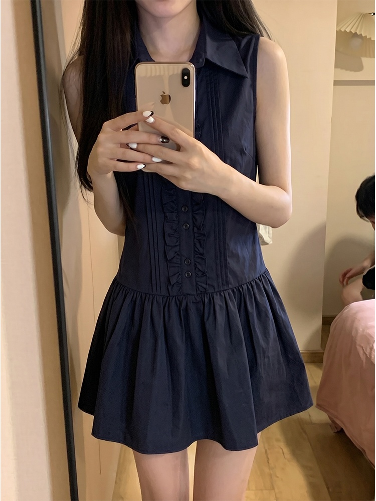 スリム効果のある韓国風カレッジスタイルシャツワンピース レデ - Korean Style A Line Shirt Dress のレビューと価格