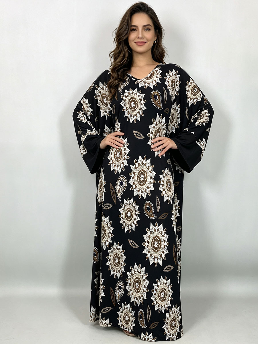 プラスサイズ マキシドレス レディース ブラック ボヘミアン - Boho Summer Beach Maxi Dress のレビューと価格