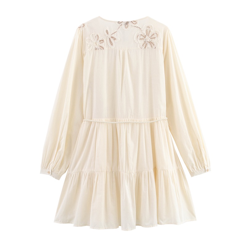 MUJER 花刺繍ミニドレス女性タッセルプリーツショートドレ - French Vintage Floral Midi Dress のレビューと価格