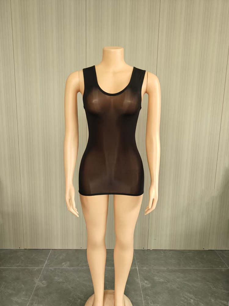 JENYAGE セクシーな光沢感のあるシースルー素材のタンク - Sexy Mesh Sheer Bodycon Dress のレビューと価格