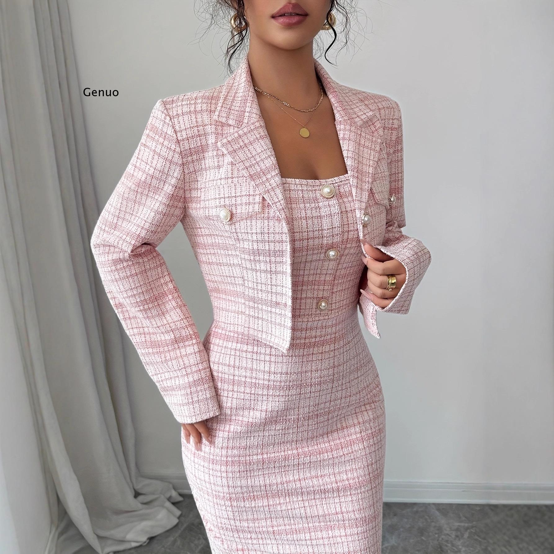 2026年新作 レディース エレガント ツイード ツーピース - Tweed Two Piece Blazer Dress のレビューと価格
