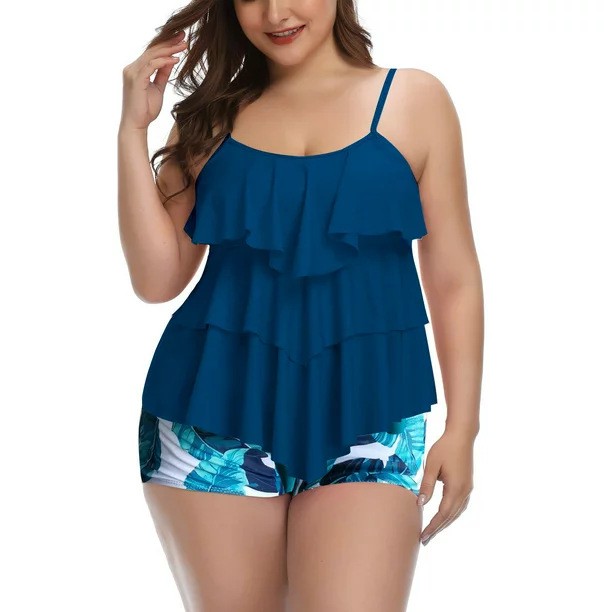 女性水着ビキニプラスサイズビキニ花柄水着スパゲッティストラッ - Swimwear のレビューと価格