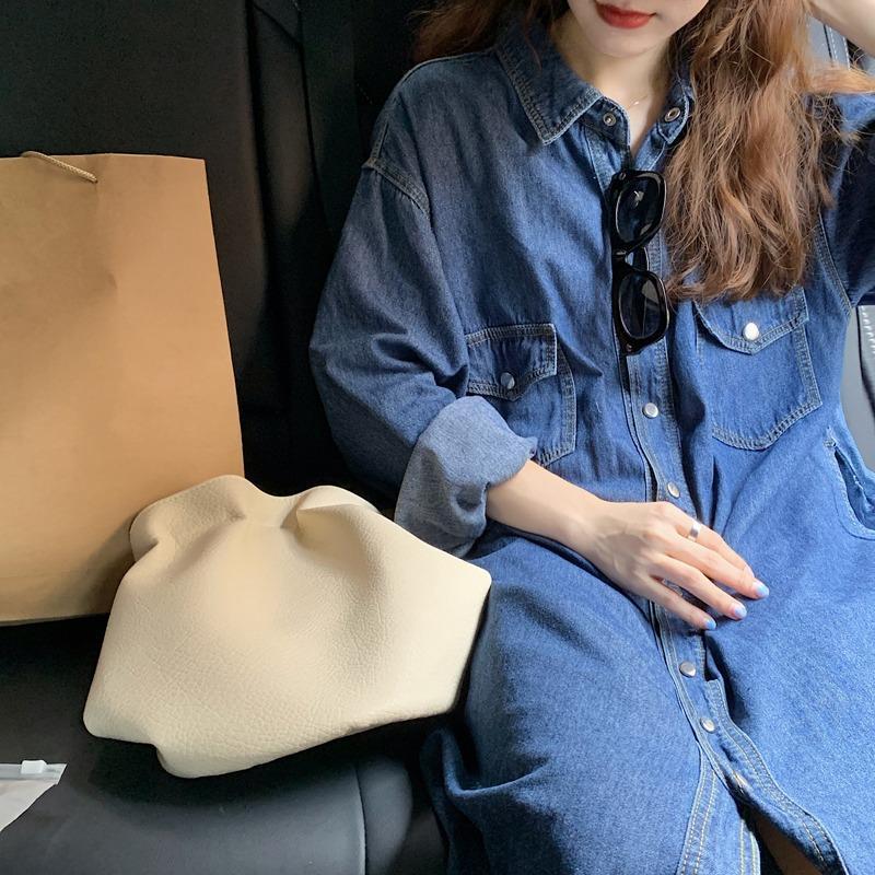 2026 新しい女性デニムシャツドレス長袖膝丈マキシドレス韓 - Korean Style A Line Shirt Dress のレビューと価格