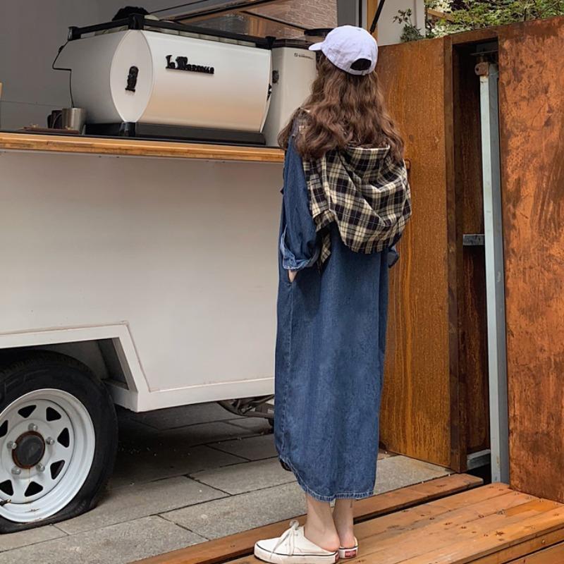2026 新しい女性デニムシャツドレス長袖膝丈マキシドレス韓 - Korean Style A Line Shirt Dress のレビューと価格