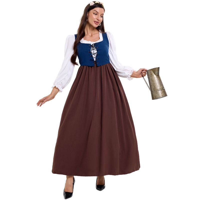 女性用、ヴィンテージ風の農婦衣装。スクエアネック、レースアッ - Skirts のレビューと価格
