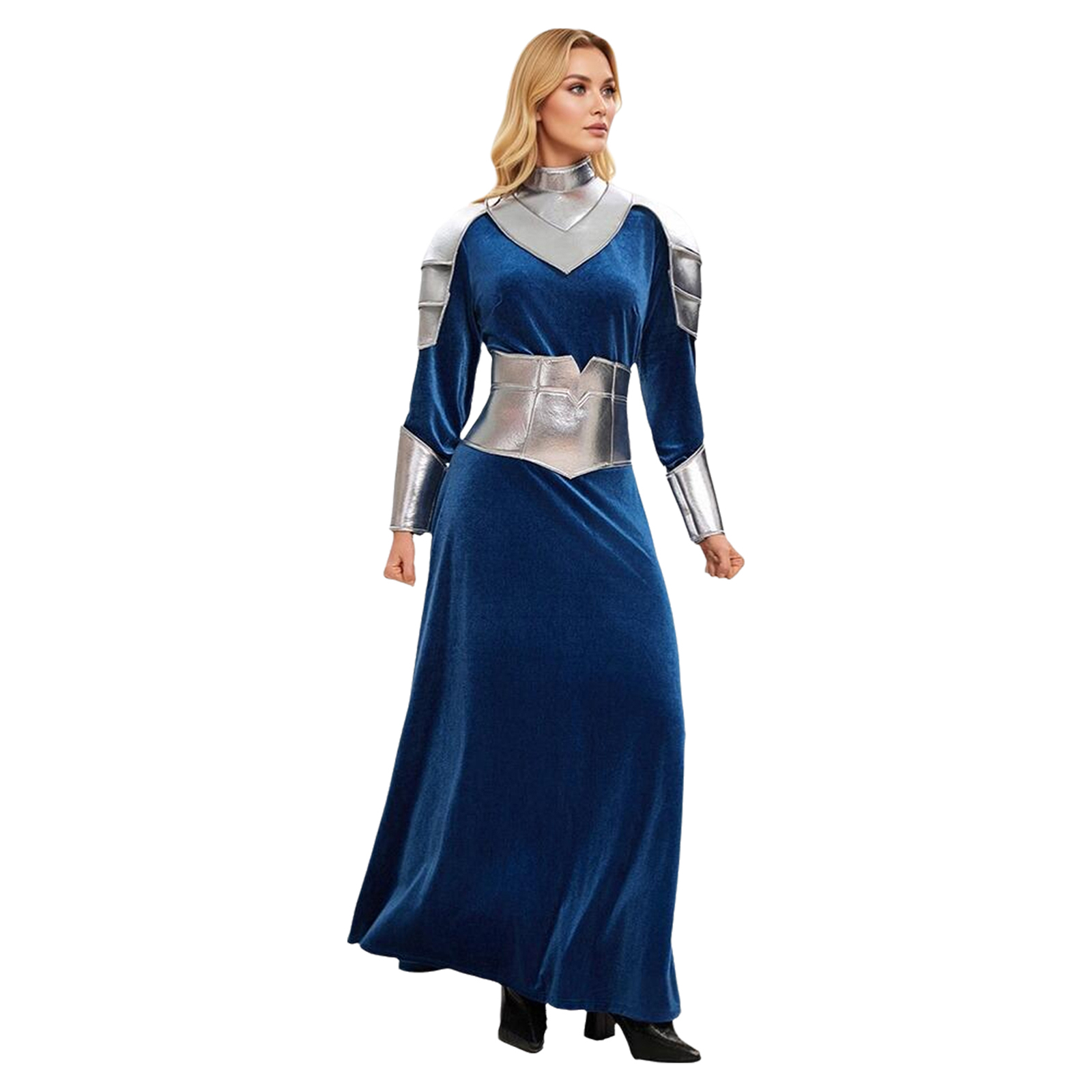 女性用、中世の戦士コスチューム。長袖のベルベットドレスで、肩 - Dresses のレビューと価格