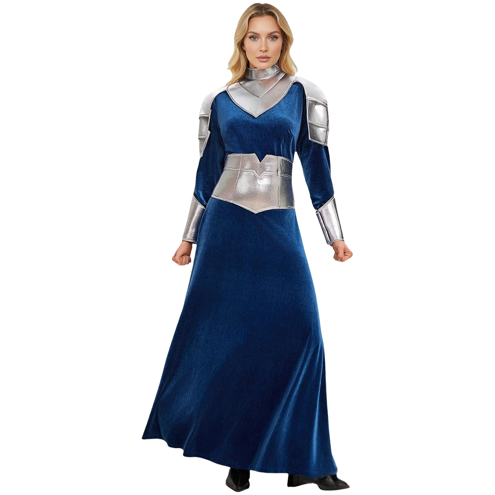 女性用、中世の戦士コスチューム。長袖のベルベットドレスで、肩 - Dresses のレビューと価格