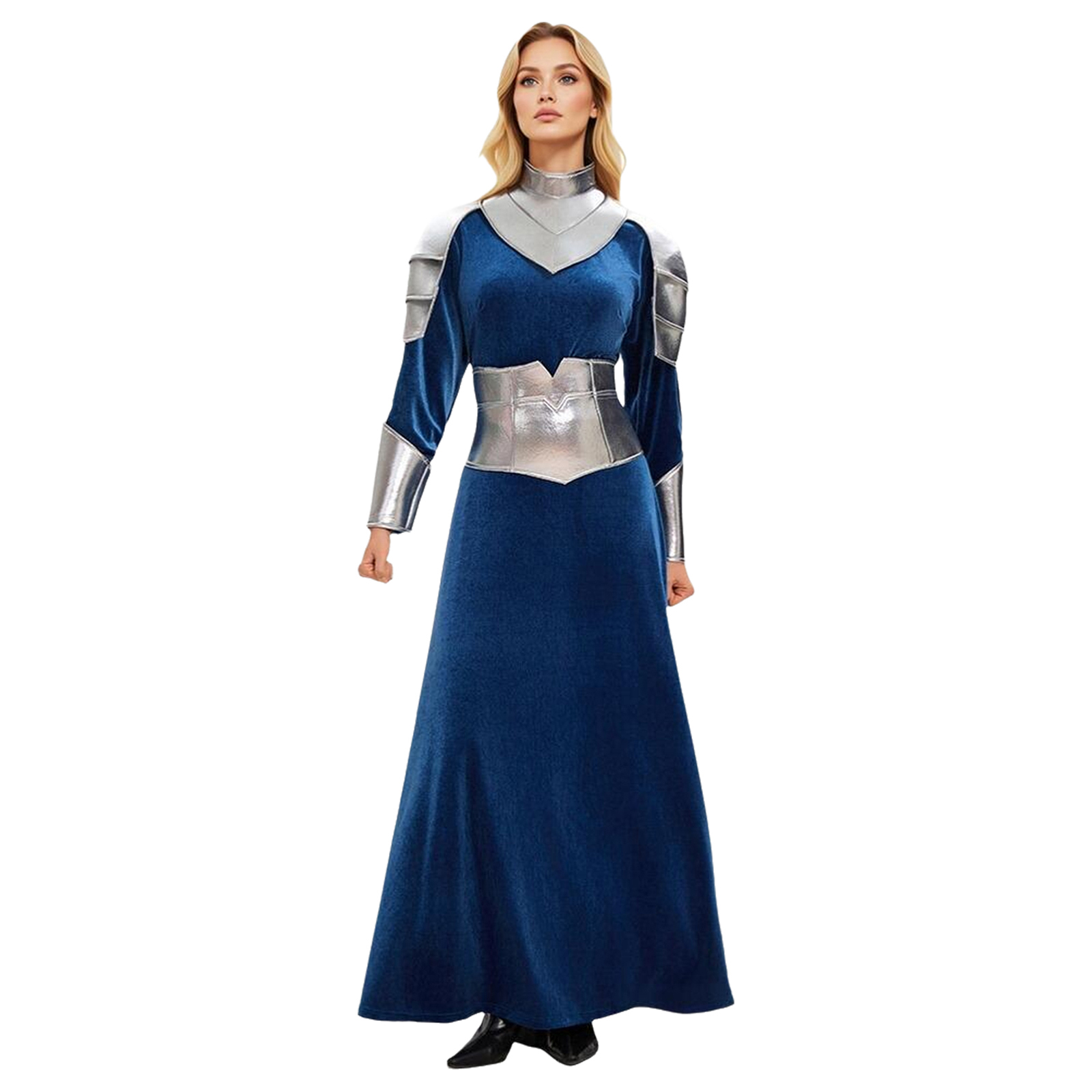 女性用、中世の戦士コスチューム。長袖のベルベットドレスで、肩 - Dresses のレビューと価格
