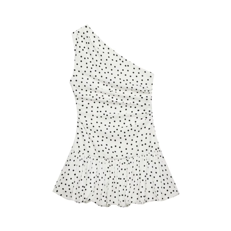 女性ワンショルダーノースリーブポルカドットミニドレスシャーリ - French Vintage Floral Midi Dress のレビューと価格