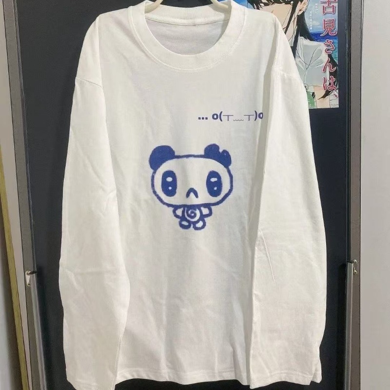 Kimutomo Tシャツ女性漫画プリント長袖ルーズファッシ - Blouses のレビューと価格