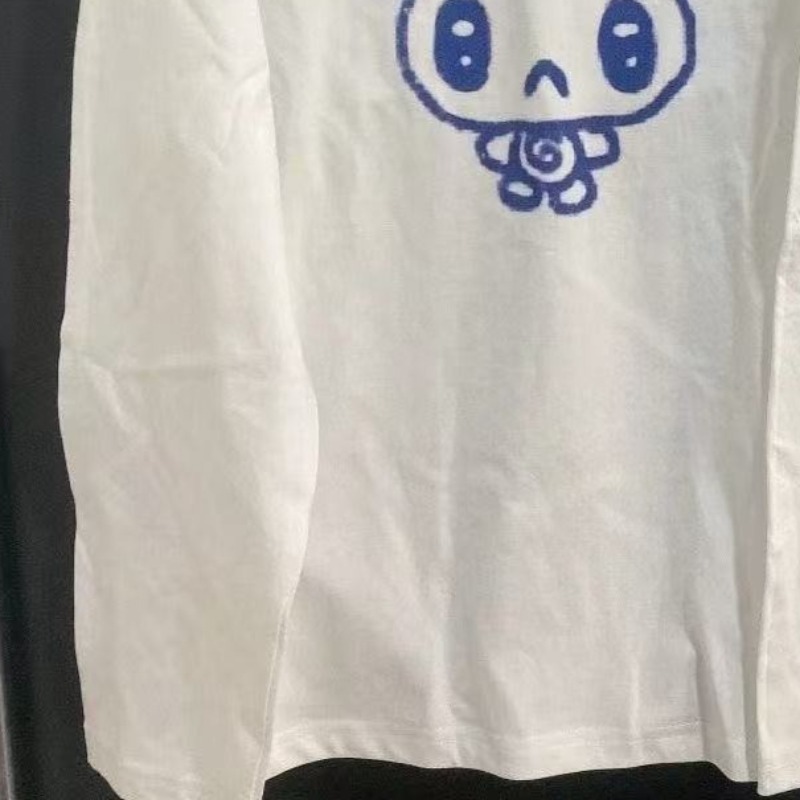 Kimutomo Tシャツ女性漫画プリント長袖ルーズファッシ - Blouses のレビューと価格
