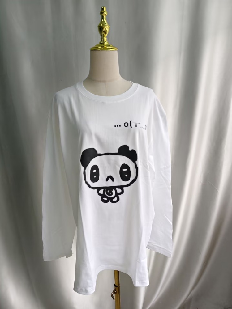 Kimutomo Tシャツ女性漫画プリント長袖ルーズファッシ - Blouses のレビューと価格